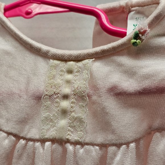 Vintage IC ISAACSON CARRICO Pink Small Nightgown Pink Lace TRIM Ruffle Hem Baby - Picture 8 of 10